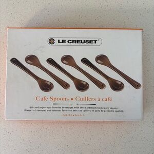 Le Creuset Stoneware Cafe Coffee Spoons Teaspoons, Set of 6, Black/Brown Ombre
